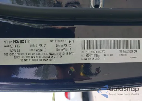 2019 Dodge Charger Sxt Rwd z USA, uszkodzony, nr VIN 2C3CDXBG6KH656727